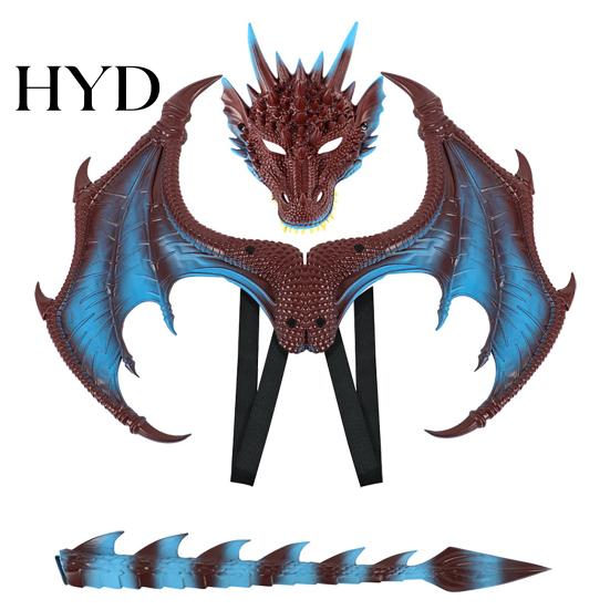 Dragon Tail Wing Mask Set Children s Costumes Set, with And Wing, Lightweight Three-piece Costume Dress Up Cosplay Costumes, for Ages 3-12