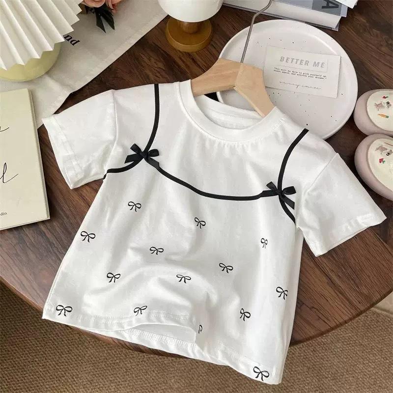 Cute Girls Summer Outfit Set Trendy Short Sleeve T Shirt Two Piece Clothes For Baby Toddler Kids Fashionable Casual Wear