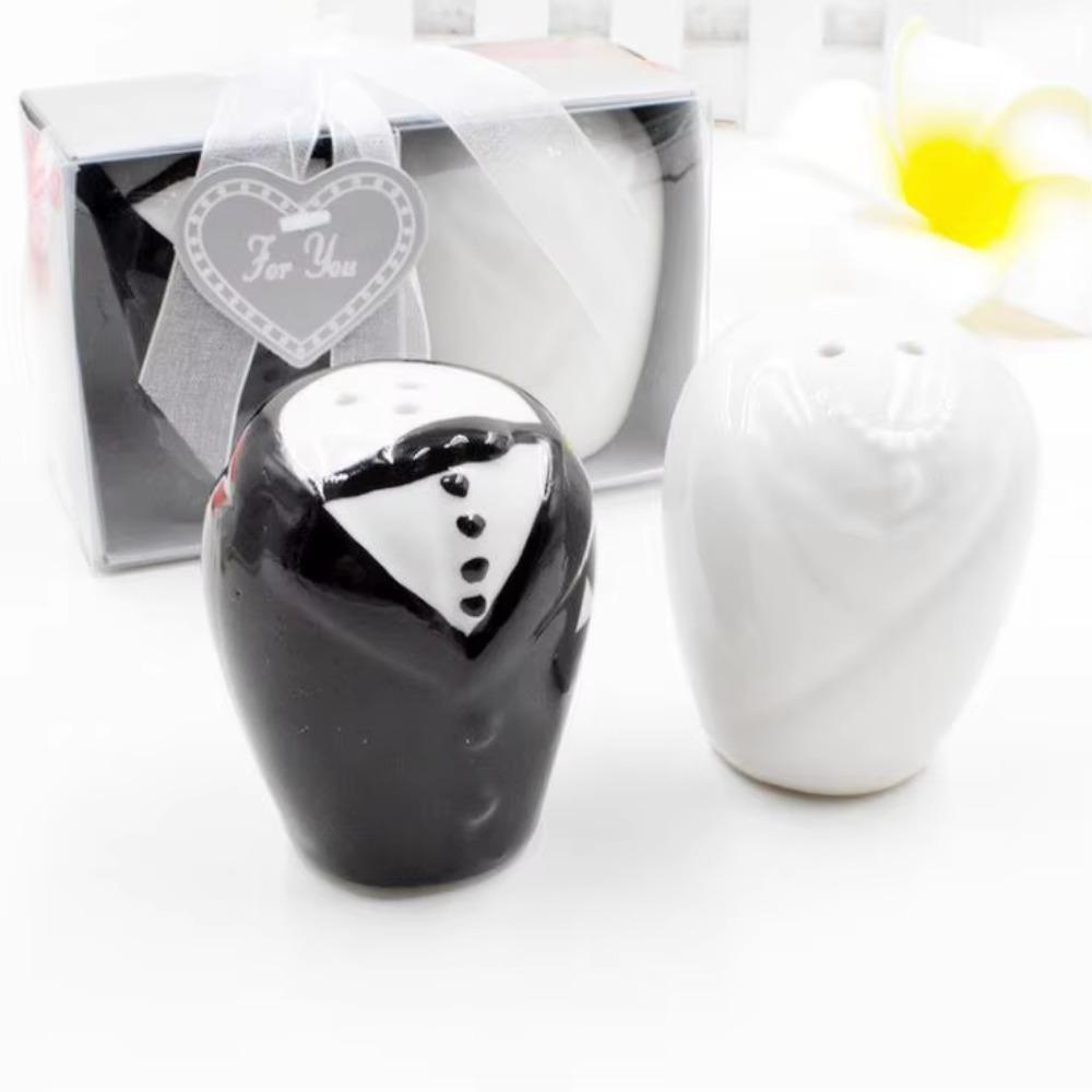 Cartoon Wedding Couples Salt Jars Cute Ceramic Seasoning Jars  Party Event