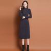 Faux Mink Fur Dress Mid-length Knitted Dress for Women Solid-color Casual Long-sleeved Sweater Autumn and Winter