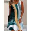 2026 Summer Printed Dresses Women's Fashion Sleeveless Holiday Beach Casual O Neck Party Vests Plus Size Dresses Loose Sundress