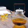 Chrysanthemum Petal High Borosilicate Glass Teapot Set with Copper Handle