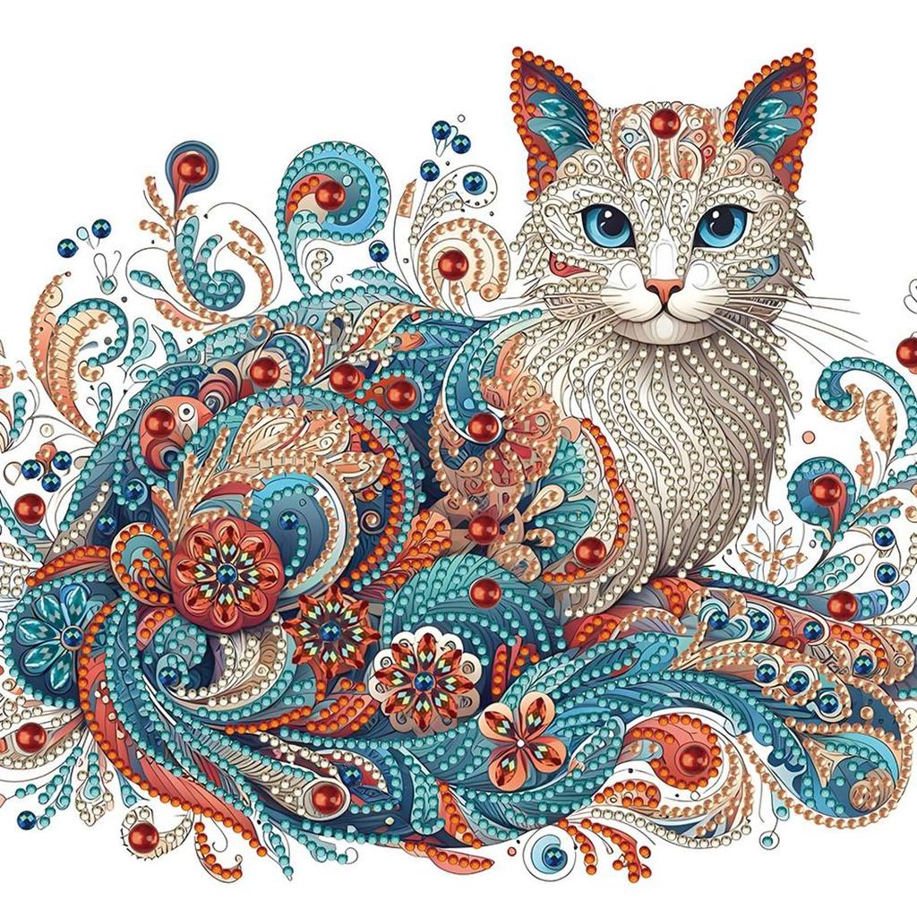 5D-Diamant-Malerei-Set zum Selbermachen, teilweiser Spezialbohrer, Katzen-Dekoration, 30 x 30 cm