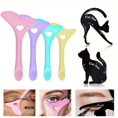 Multi-Combination Silicone Eyeliner Stencil and Cat Eyeliner Card Lash Eyeliner Aid Auxiliary Cream Mask Applicator Reusable Makeup Tool