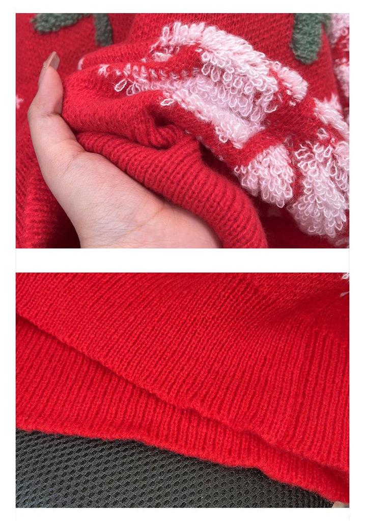 Cozy Christmas Reindeer Couple Sweater - Loose Fit, Fleece, Winter Knitwear