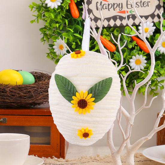 Yousheng Easter Egg Hanging Ornament DIY Crochet Easter Egg with Sunflower for Easter Basket Stuffer Holiday Party Tree Decor