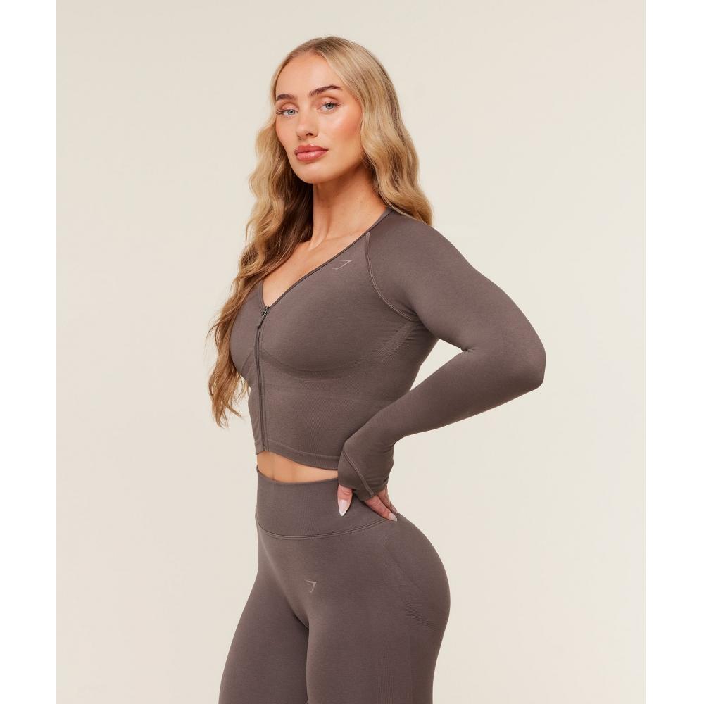 Gymshark Lift Seamless Jacket Cool Brown B6b5q Nbzg