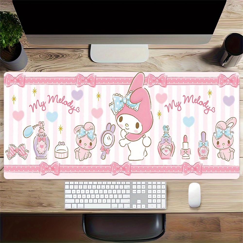 My Melody, Cute Themed XXL Mouse Pad - Non-slip Rubber Desk Mat for Gaming and Office Use, Multi-Function Keyboard and Mouse Pad, Ideal Gift