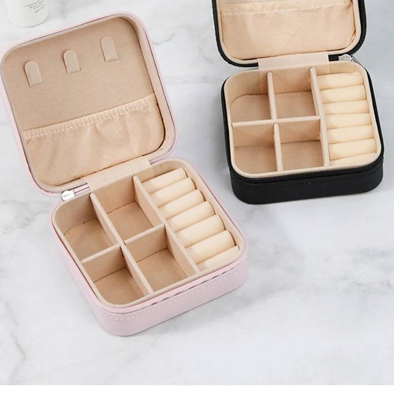 Jewelry Organizer Box With Leather Material For Earrings And Rings Storage