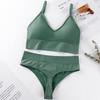 Women's French Wirefree Push-Up Bra Set - Thin, Sexy Triangle Cup Sports Underwear with Beautiful Back Design, Two-Piece.