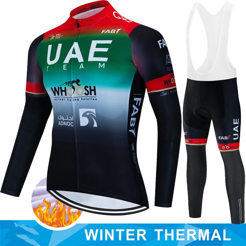 Winter Fleece Cycling Jersey Men's Shirt UAE Thermal Set Clothing Sets Man Clothes 2026 Bib Ciclismo Hombre Bicycle Suit Bike