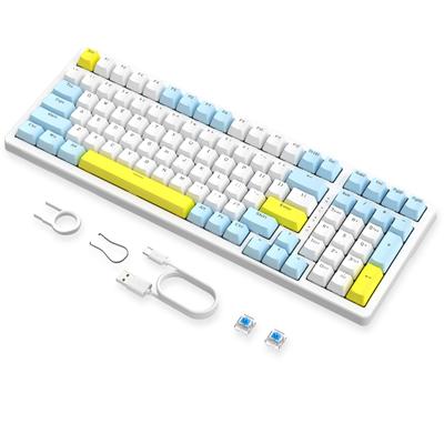 Teclado mecánico para juegos ZIYOULANG K3MAX, compatible con intercambio en caliente, con cable, 100 teclas, eje azul, diseño ANSI estándar, conexión USB, 19 modos de retroiluminación personalizados
