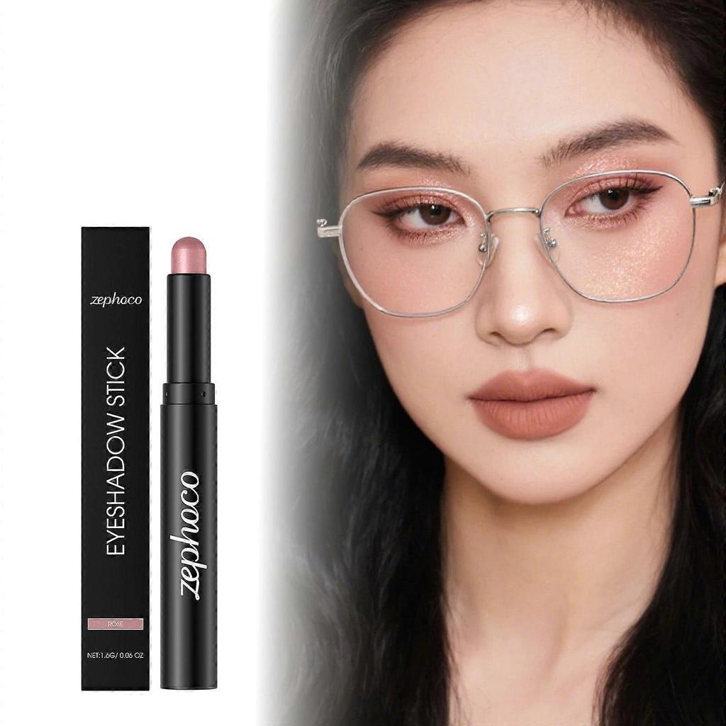 Zephoco Rose-Colored Sparkling Eyeshadow Stick Eye Makeup Is Smooth And Flowing, With A Pearlescent Sparkling Eyeshadow That Catches The Eye