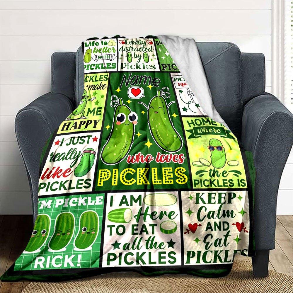 Pickle Lovers Multi Purpose Personalized Blanket Personalized Text Comfortable Texture Versatile For Sofa Couch Office Bed Picnics All Season Use