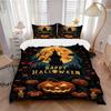 3pcs Horror Theme Happy Halloween Bedding Set Includes Quilt Cover and Pillowcases, Suitable for All Seasons N060