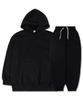 Tee Glake Plain Oversized Fleece-Lined Hoodie And Jogger Pants Set Black