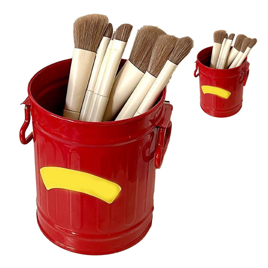 Pen Holder Metal Large Capacity Cute Practical Office Desk Pencil Holder for Study Classroom Red