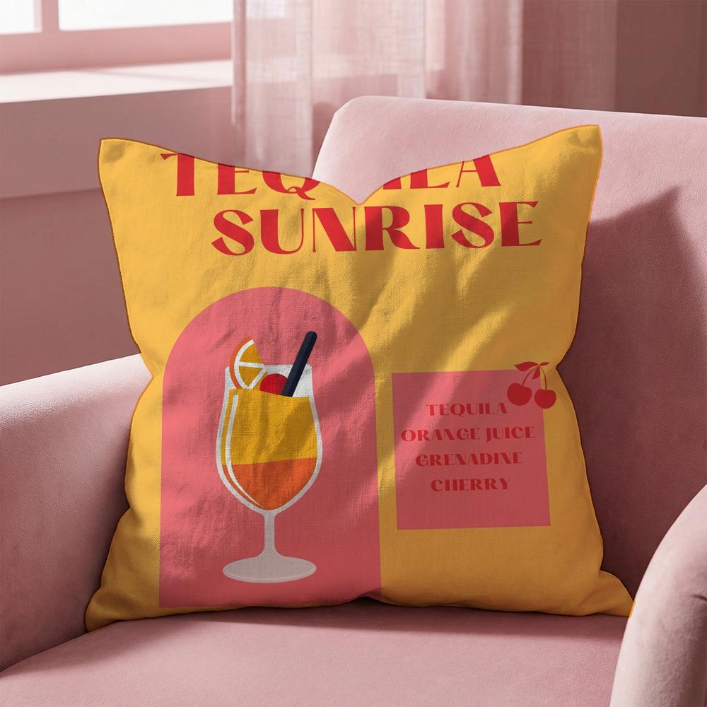 Tequila Sunrise Cocktail Kissenbezug Mehrzweck-Kissenbezug für Zuhause & Auto - Wendbar, Weich & Langlebig für den täglichen Gebrauch