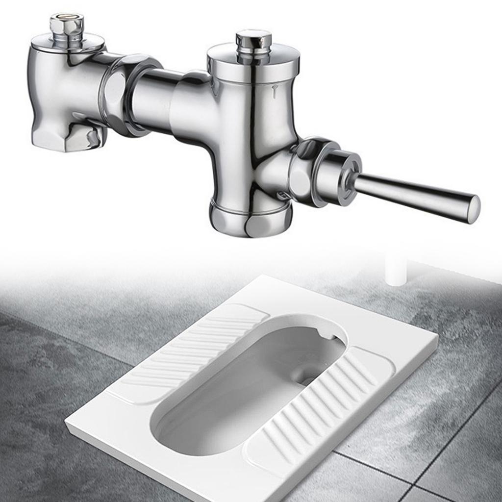 Heavy Duty Brass Toilet Flush Valve Wear-Resistant Manual Press Valve for Squat Toilet Versatile Application in School Hotel