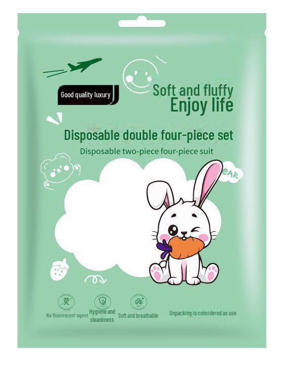 "Travel Double Bedding Set: Disposable Printed Quilt Cover, Pillowcase, Sheet"