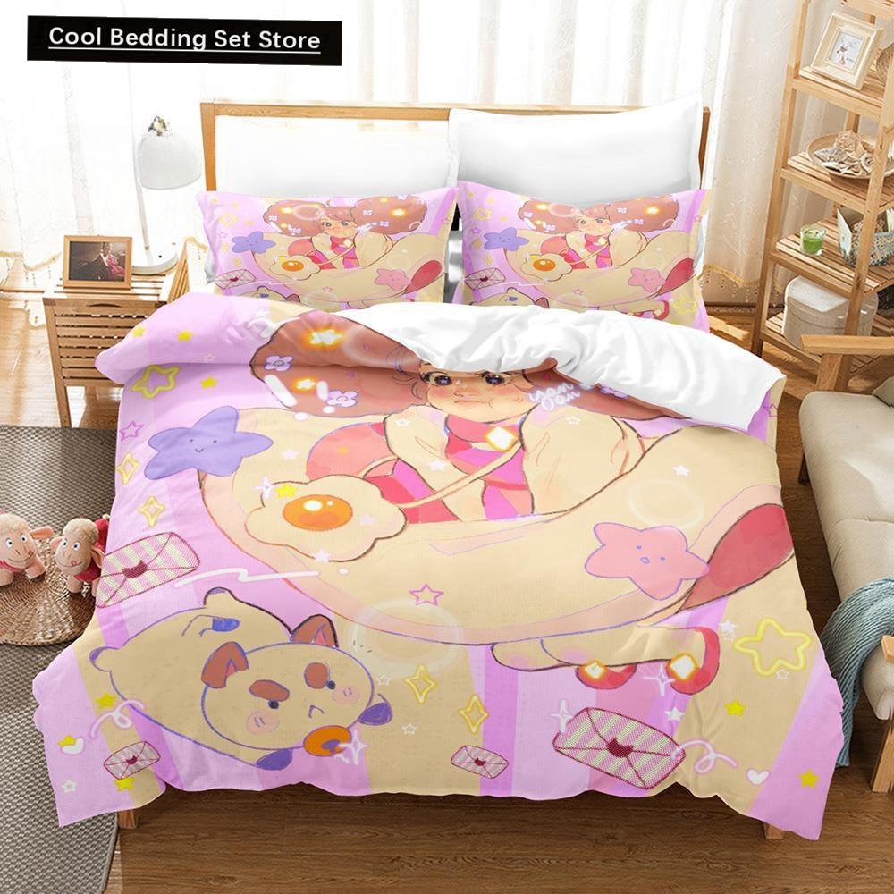 3D Anime Bee And Puppycat Bedding Set Single Twin Full Queen King Size Bed Set Adult Kid Bedroom Duvet cover Sets Home Textiles