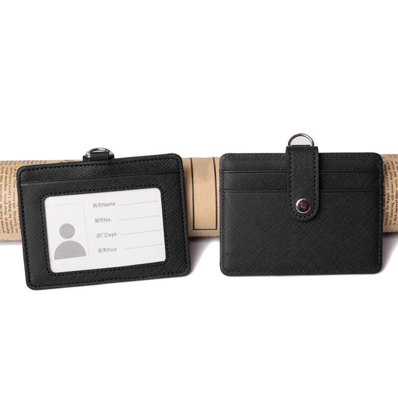 PU-Leder-Ausweishalter mit ausziehbarem Lanyard, Kartenhalter, Namensschild, Schul- und Bürobedarf