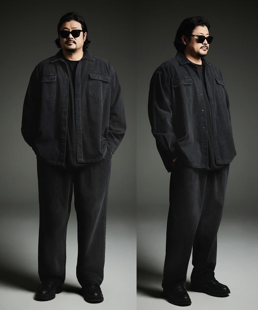 BOOVOOM [Plus Size] Ink Shade Washed Corduroy Pants