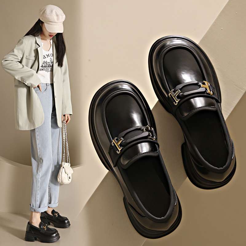 British Style Small Leather Shoes Women's Loafers 2025 New Platform Loafers Women's Casual Versatile One-pedal Jk Single Shoes