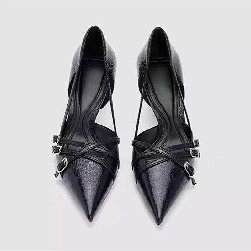 Fashion Pointed Toe High Heels Women Heeled Sandals Shoes Summer 2025 Trend Brand Sexy Party Pumps Shallow Leather Sandalias De Mujer