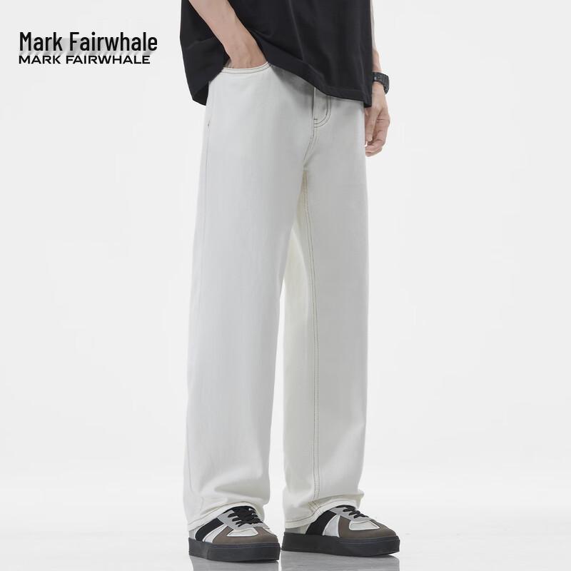 Mark Fairwhale Herren Relaxed Straight-Leg Weiße Jeans