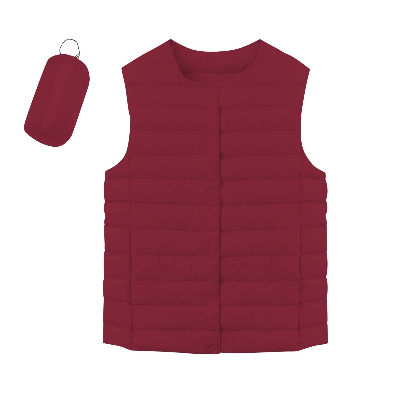 

Женская легкая пуховая куртка, однотонная, жилет с карманами XXXL винный