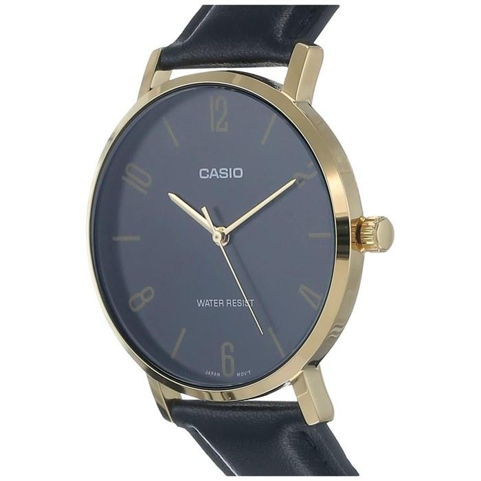 Casio Watch, Black Leather, 46x40x8.2mm, Analog, Quartz.