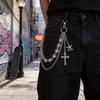 Hip Hop Skull Cross Pendant Metal Waist Chain For Men And Women