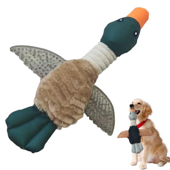Wild Goose Dog Toy Indestructible Plush Toy Anxiety Relief Squeaky Duck Puppy Chew Toy for Small Medium Large Dogs Interactive Training