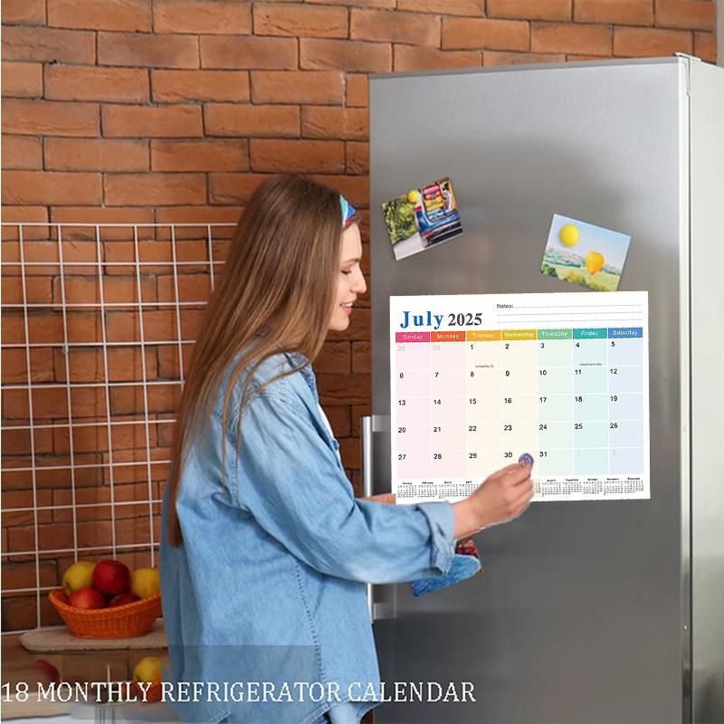 Magnetic Calendar from July 2025 - December 2026, 12x10 Inch Magnetic Calendar Refrigerator Magnets Paper Planner 18 Months