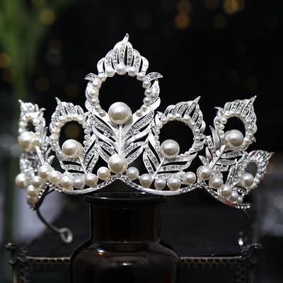 Barock retro kopfschmuck hochzeit silber perle krone haar kleid hochzeit haar kleid braut kopfschmuck frauen beliebte haar krone