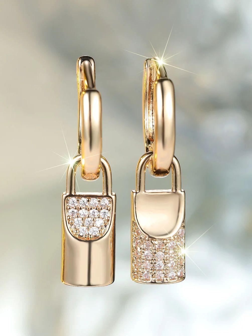 

Белый Циркон Серьги-кольца с ключом Роскошные Женские Золотой Цвет Свадебные Для Женщин