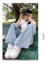 Spring/Summer 2024 Light Ripped High-Waist Wide-Leg Jeans for Women
