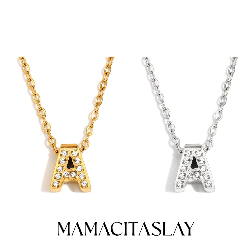 MamacitaSlay Classic 316L Stainless Steel Letter Necklace Waterproof 18K Gold Plated Jewelry Women's Elegant Neck Jewelry Gift