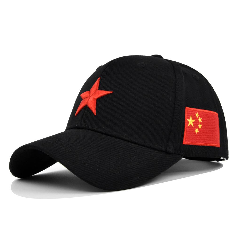 Five-pointed star stereoembroider baseball cap embroidered peaked cap sunshade curved brim hat hat patriotic hat cotton Adjustable