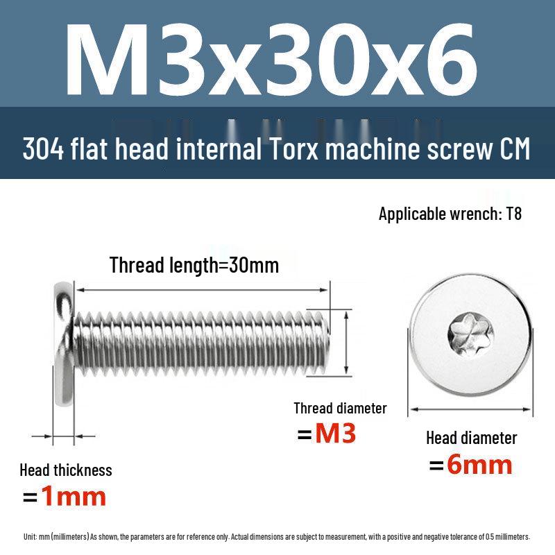 Yigu 304 Stainless Steel Thin Flat Head Torx Screw M2-M8 for Computer Machines