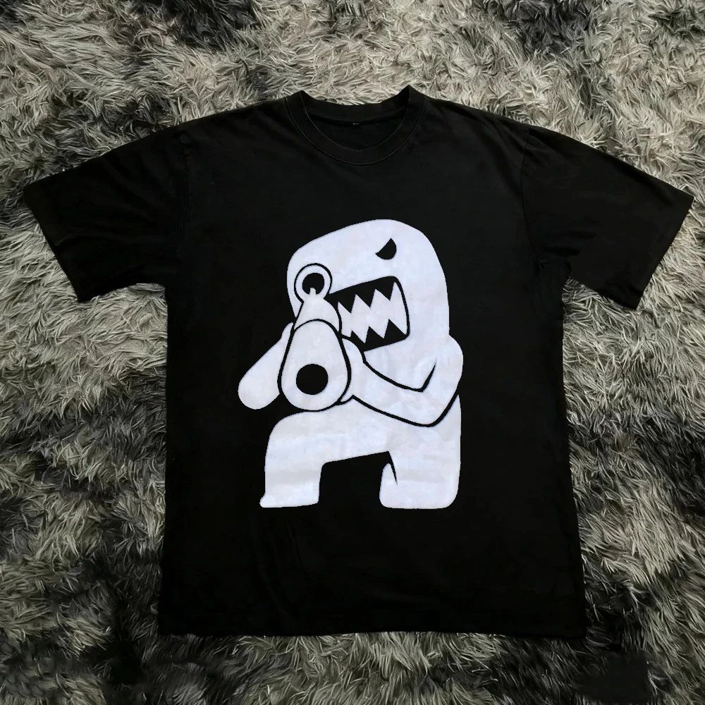 Domo Kun Funny Pattern Daily Print TShirts Vintage Y2k Tops Casual Loose Streetwear Rock Gothic ShortSleeves Tops Unisex