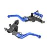 1 Pair 7/8in Brake Master Cylinder Lever Universal Motorcycle Handlebar Kit with Reservoir Carbon Fiber Hand Guard Blue