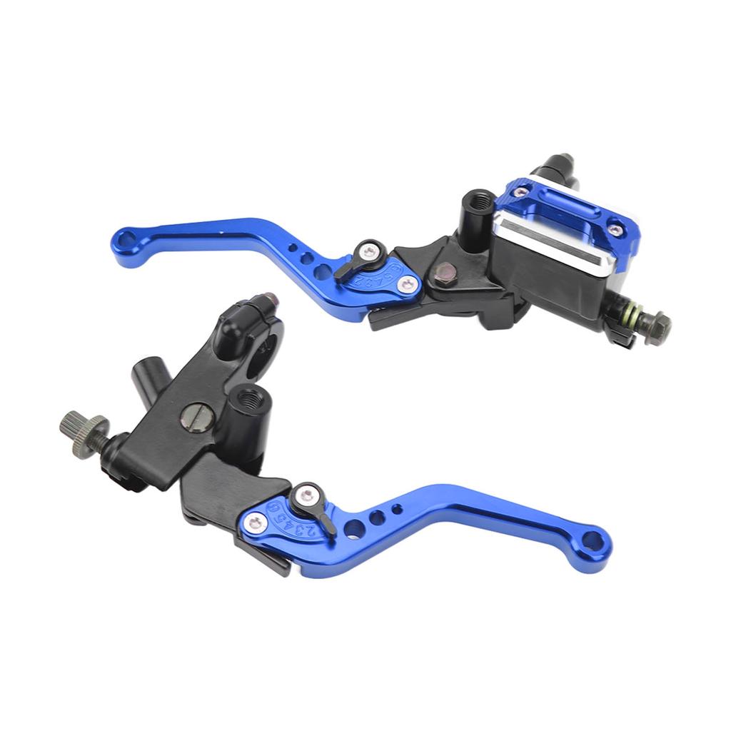 1 Pair 7/8in Brake Master Cylinder Lever Universal Motorcycle Handlebar Kit with Reservoir Carbon Fiber Hand Guard Blue