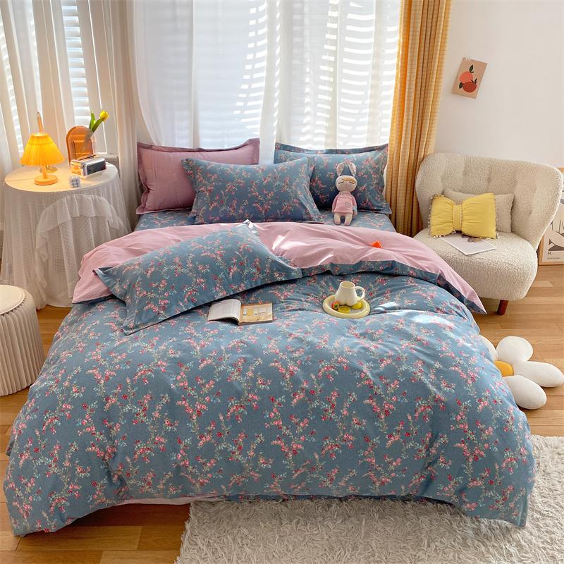 Chinoserie Blossom Cotton Reversible Duvet Cover Set King Queen Double Full Twin Single Size Bed Linen Set