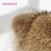 SOMALER Raccoon Fur Ushanka Hat with Earflaps Women Winter Warm Fluffy Stylish Aviation Caps Fashion Real Fur Cat Ears Hats with Female Tail