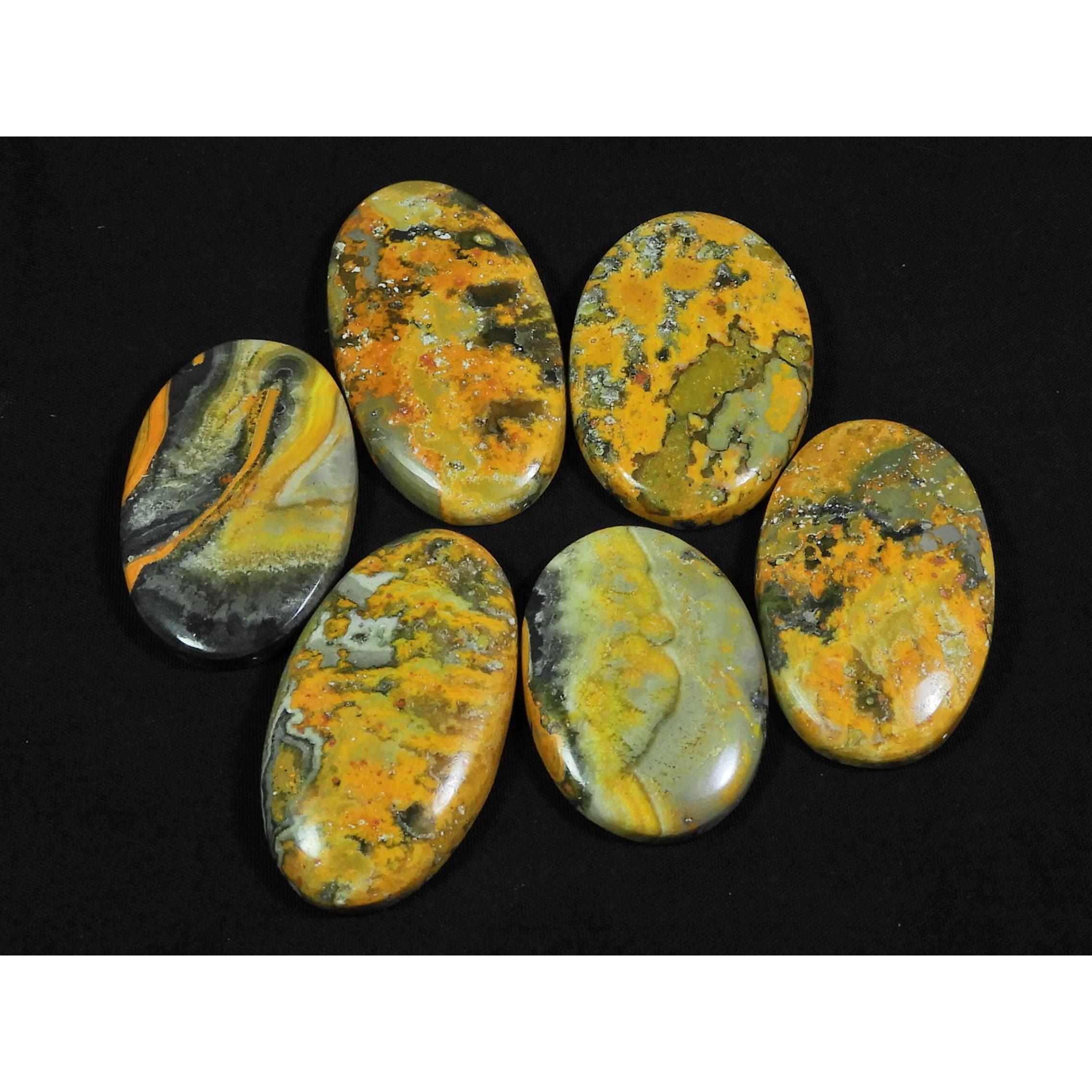 

32-45MM Natural Bumble Bee Jasper Oval Cabochon Loose Gemstone 06Pcs Lot C-103