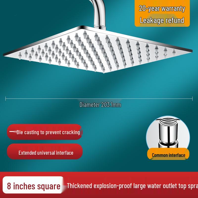 304 Stainless Steel Pressure-Boosting Rain Shower Head for Home Bathrooms