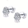 1 Pair of Flower Inlaid Synthetic Zircon Earrings, Fashionable Flower Earrings