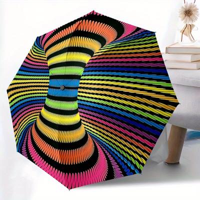 1 st Kleurrijke Spiraal Automatisch Opvouwbare Paraplu, Draagbaar & Opvouwbaar Ontwerp met 8 Baleinen, Casual Buitenaccessoire yy250804224